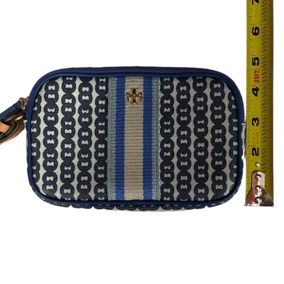 Tory Burch Blue & Cream Wristlet Clutch - Picture 11 of 11